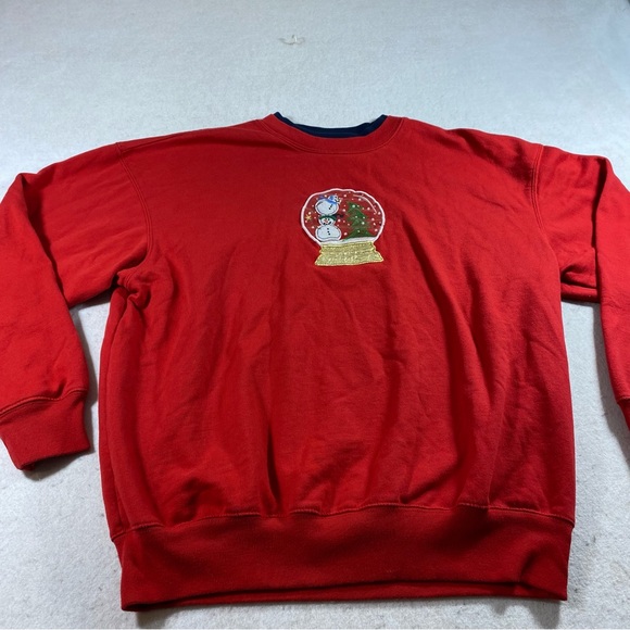 MCC Sweater Woman’s Large Red Christmas Sweatshirt Snowman Globe Red Sweater Top - Picture 1 of 12
